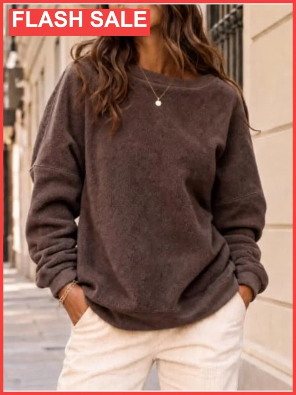 Womens Oversized Polar Fleece Sweatshirt Fuzzy Crewneck Pullover Fall Top